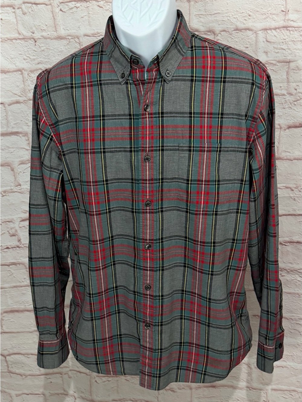 J.Crew Mens M 15-15.5 2-Ply 100% Cotton Plaid Button Down Shirt